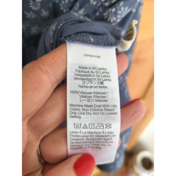 Madewell Blue Floral Paperbag Mini Skirt LARGE Pockets Button Front Feminine L - Picture 5 of 6